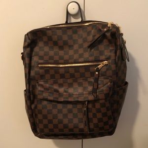 Brown checkered Backpack
